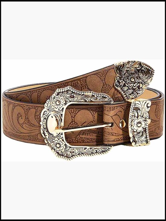 Western Belt with Buckle Adjustable Faux Leather main image 7